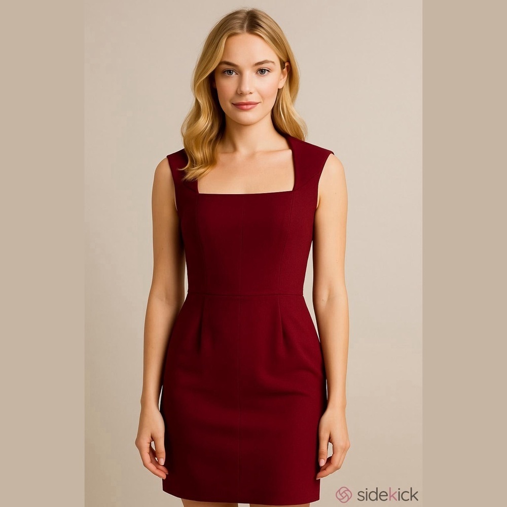 Marc New York Pinot Noir Red Classic Sheath Dress Notch Collar Women’s Sz 10 NWT